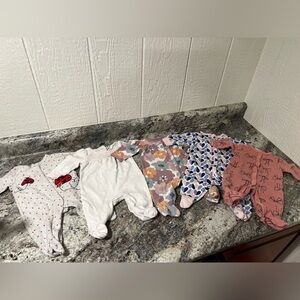 Baby Girl Sleepers - lot of 5